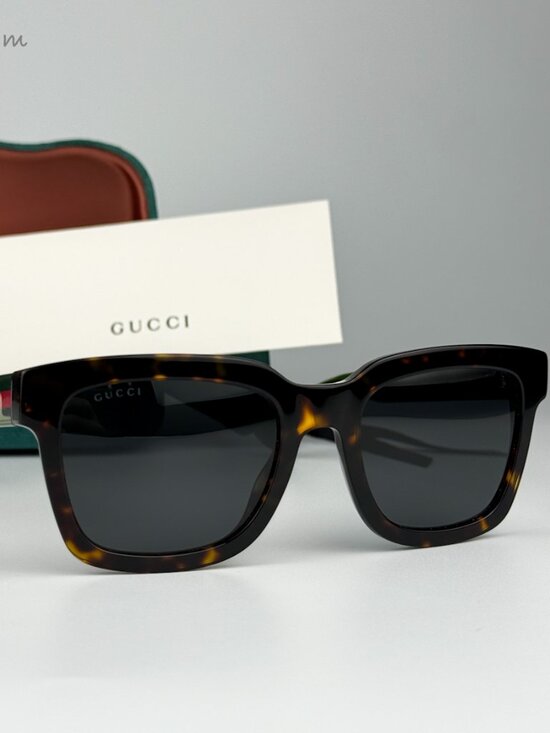 Gucci Women Sunglasses Havana Green Grey Square GG0001SN 003 NEW AUTHENTIC main image 5